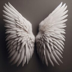 Fototapeta premium White Feather Wings on Dark Background