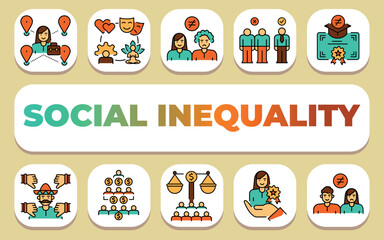 Naklejka premium Social inequality text concept. Shablon for presentation and Infographics.