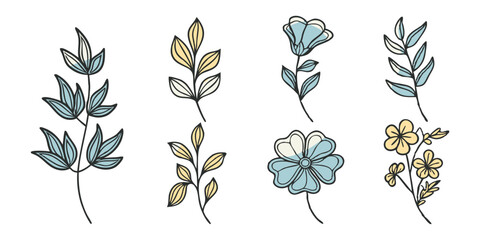 Abstract floral decoration flowers vector Design line art illustration silhouettes Floral vintage sketch   