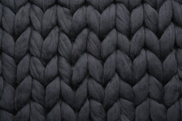 Fototapeta premium Black knitted wool texture as background, top view