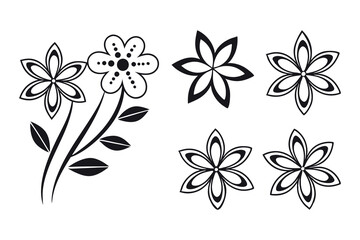 Abstract floral decoration flowers vector Design line art illustration silhouettes Floral vintage sketch   
