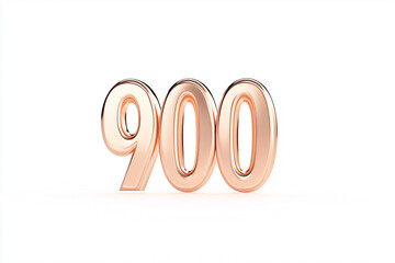 Number 900, A Rendered Number in Gold.  The number 900 in gold, signifying numerical value