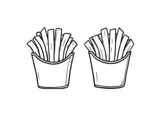 French Fries set line art