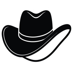 Classic Cowboy Hat Silhouette Isolated On White Background Graphic Vector.