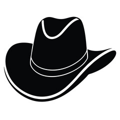 Black Cowboy Hat Isolated On White Background American West Icon Illustration.