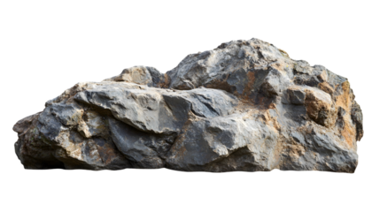 Mountain Cliff Stone Formation Isolated on White Background - Geological Rock Texture Stock Image