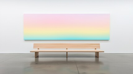 A painting of a rainbow on a wall.