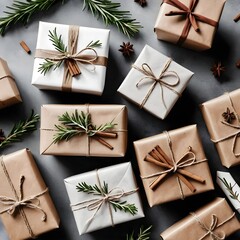 Rustic Christmas Gift Boxes with Rosemary and Cinnamon
