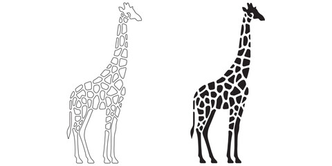 Fototapeta premium Cute giraffe silhouette drawn with smooth lines – ideal for eco-friendly branding – giraffe icon – giraffe illustration – giraffe lineart – giraffe line art