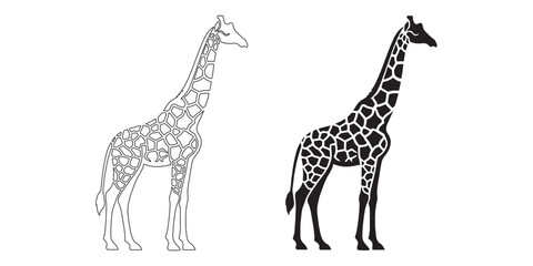 Obraz premium Cute giraffe silhouette in clean vector style – perfect for zoo and wildlife themes – giraffe icon – giraffe illustration – giraffe lineart – giraffe line art