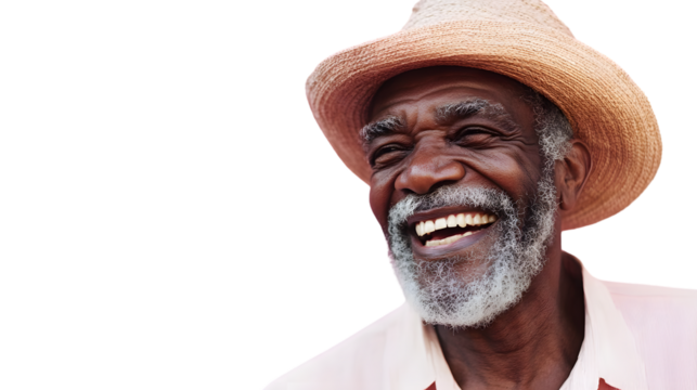 Cheerful Cuban Elderly Individual Laughing Against Pink Backdrop - Stock Image.