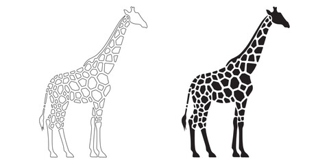 Obraz premium Elegant giraffe silhouette with clean lines – giraffe vector – giraffe illustration – giraffe lineart – giraffe icon – giraffe line art