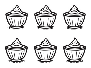 row Pudding set line art illustration