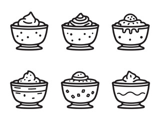 row Pudding set line art illustration