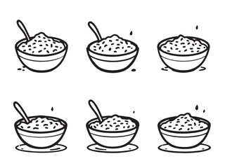 Rice Pudding set line art illustration