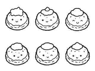 Scones set line art illustration