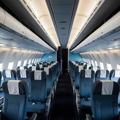 Empty Airplane Cabin Interior