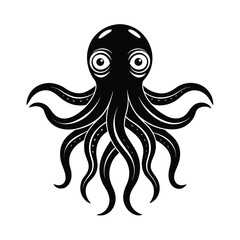 octopus head eyes vector art silhouette