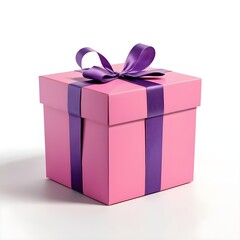 Obraz premium Pink Gift Box with Purple Ribbon