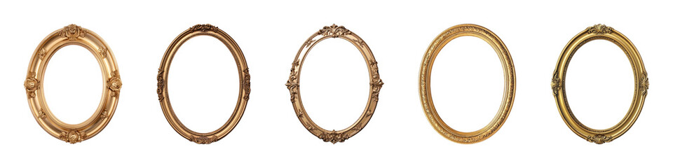 Obraz premium PNG Elegant vintage round frames, element set on transparent background