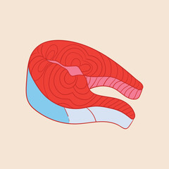 Fish Meat Slice Flat Design Cartoon Illustration