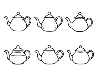 Teapot set line art illustration
