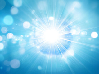 Fototapeta premium a bright radiant sphere or orb at its center, emitting light rays in all directions. The background is a gradient of blue hues, creating a calming and ethereal atmosphere.