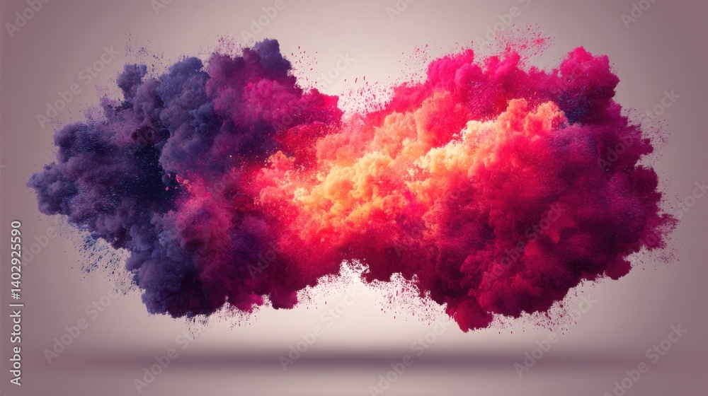 Poster explosive burst of colorful paint creating abstract shapes in a dynamic and artistic infinity design
