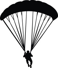 Black and white silhouette of a paraglider in air, perfect for branding, digital art, and transportation-related design.