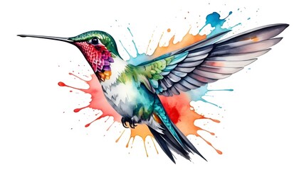 Obraz premium Vibrant Hummingbird in Watercolor Splash