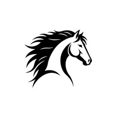 Elegant Black and White Horse Head Silhouette