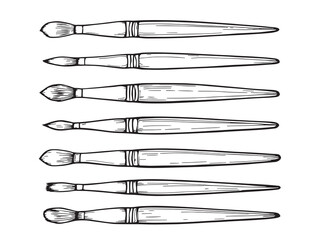 Paintbrush Line Art Set in Two Rows