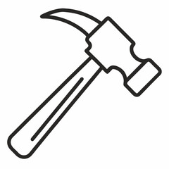  hammer outline vector illustration on a white background