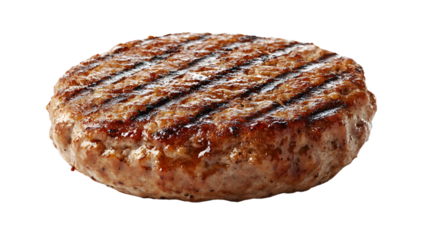 Sizzling Grilled Hamburger Patty with Charred Marks - High-Quality Food Photography Asset