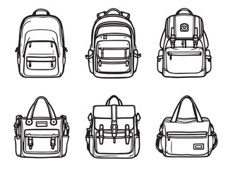 Backpack Outline Vector Art