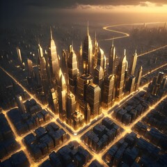 Golden Cityscape at Sunset