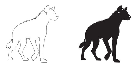 Playful hyena silhouette with modern line art – perfect for nature-inspired designs – hyena icon – hyena illustration – hyena lineart

