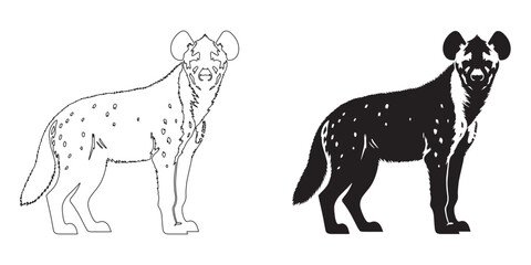 Striking hyena silhouette with fine line art detailing – perfect for digital designs and branding – hyena icon – hyena illustration – hyena lineart


