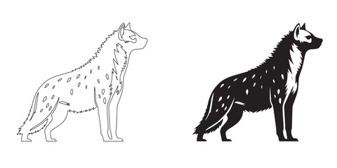 Minimalist hyena silhouette with modern vector lines – perfect for logos and creative projects – hyena icon – hyena illustration – hyena lineart

