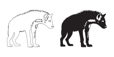 Simple hyena silhouette with fine vector lines – sleek and minimal design – hyena icon – hyena illustration – hyena lineart

