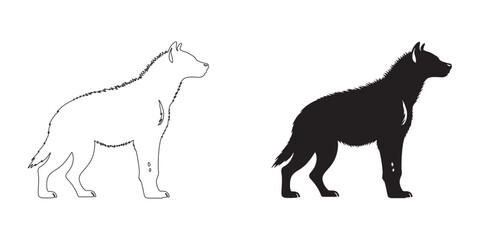 Detailed hyena silhouette in modern vector style – perfect for logos and creative designs – hyena icon – hyena illustration – hyena lineart

