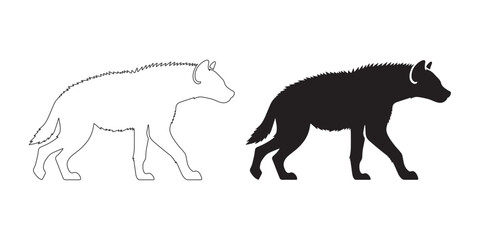 Bold hyena silhouette with clean and professional line art – hyena icon – hyena illustration – hyena lineart – hyena line art

