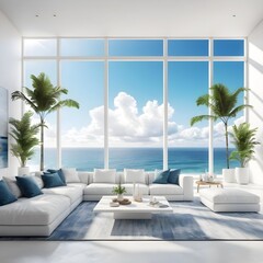 Luxurious Beachfront Living Room with Ocean View