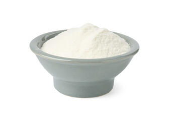 Collagen powder in bowl isolated on white