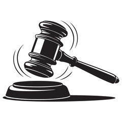 Judge gavel icon Vector Black silhouettes. with white background