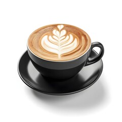 Latte Art in Black Cup