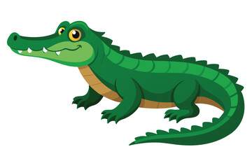 Cute funny crocodile vector illustration isolated on white background