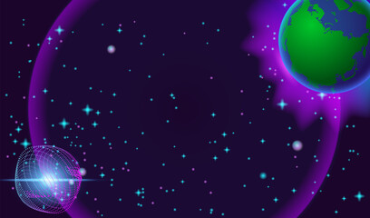 Abstract Universe Background with 3D Planet Earth