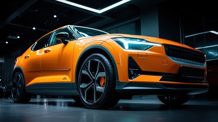 Fototapeta premium suv cars in sales showroom, marketing car, electric car