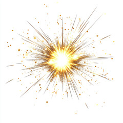 Fototapeta premium A dazzling golden burst explodes with radiant light and energy, perfect for celebratory designs, backgrounds, or adding a festive touch